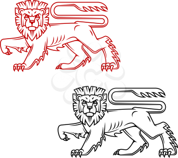 Heraldic lion king in retro cartoon style for decoration and ornate