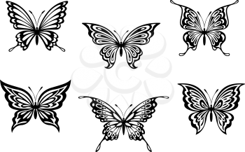 Set of black butterflyes for tattoo or embellishments