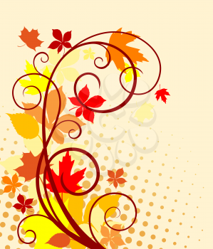 Autumnal background with red, yellow and orange leaves for seasonal design