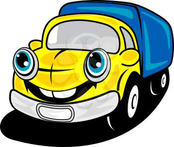 Smiling truck in cartoon style for delivery transportation design