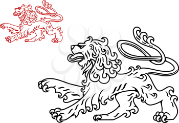 Vintage medieval lion silhouette for heraldry design