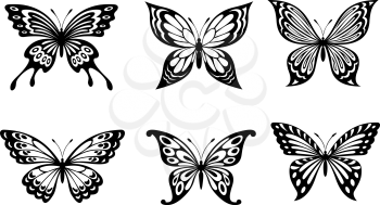 Beautiful butterflies in monochrome style for tattoo design