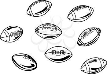 Rugby and american football balls set for sports design