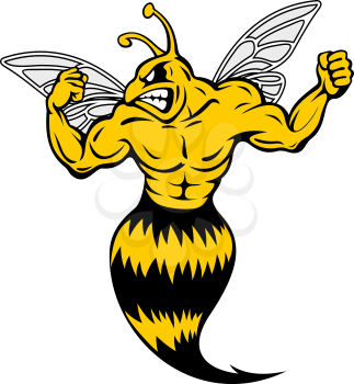 Powerful and danger yellow jacket in mascot style