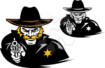 Sheriff with gun in cartoon mascot style