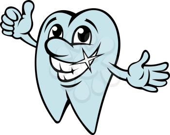 Happy cartoon tooth in clean condition for dentistry design