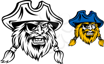 Medieval pirate in cartoon style for mascot or tattoo design