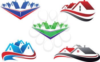 Real estate symbols - roofs and houses elements
