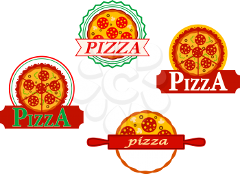 Italian pizza banners and emblems set for cafe and menu design
