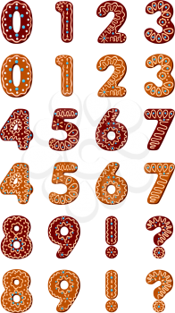 Gingerbread digits for christmas or new year holiday design