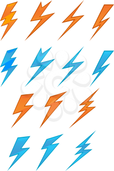 Lightning icons and symbols set on white background