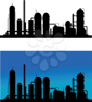 Chemical or refinery plant silhouette for industrial design