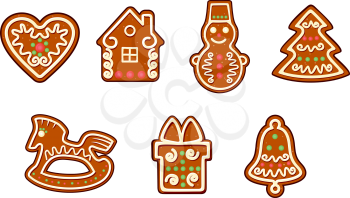 Gingerbread christmas objects set isolated on white background