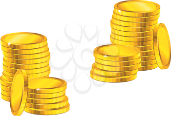 Columns of golden coins for business, saving or wealth concept design