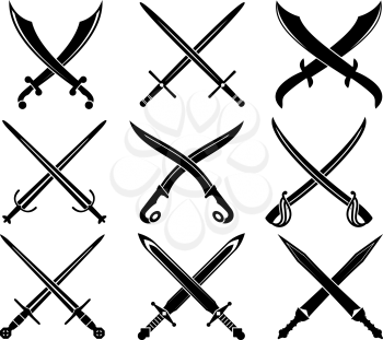 Set of heraldic swords and sabres for design
