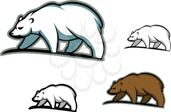 Arctic bears in cartoon style for mascot or emblem design