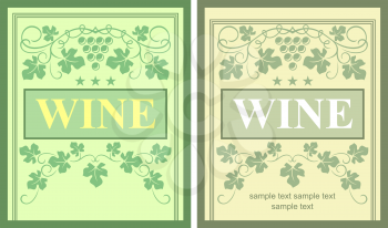 Wine labels with grape elements for beverage design