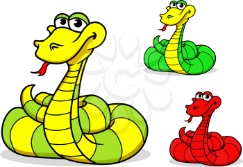 Cartoon funny snake for mascot or decoration isolated on white background