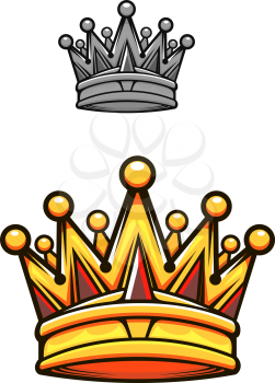 Vintage royal crown in cartoon style for heraldry design