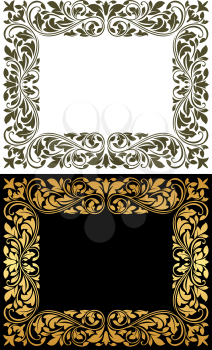 Floral frame in retro style with floursh elements and embellishments