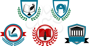 Set of abstract university or college symbols for heraldry design