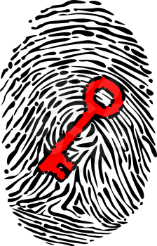 Fingerprint and key for security or identity system concept design