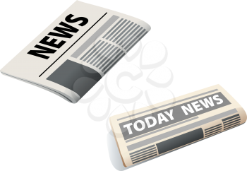 Two realistic newspaper icons isolated on white background