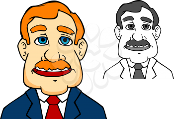 Happiness businessman in cartoon style says a speech