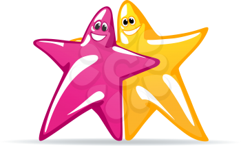 Smiling glossy stars in cartoon style for any art design