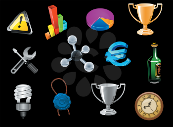 Icons set for web and internet design in glossy style