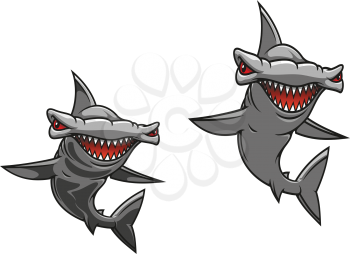 Hammer fish shark in cartoon style for mascot design