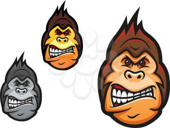 Angry monkey head in cartoon style for sport mascot design