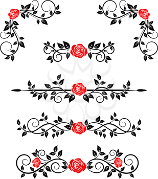 Roses with floral embellishments and borders for design
