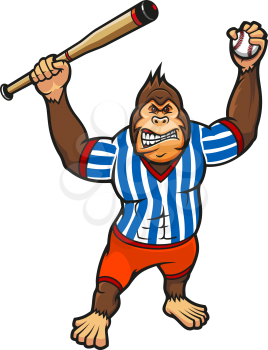 Monkey player with baseball elements for sport mascot design