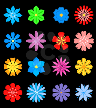Set of flower blossoms isolated on background for design and ornate