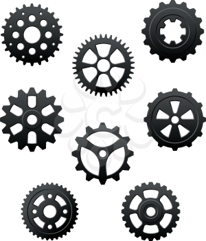 Pinons and gears set for industry or another conceptual