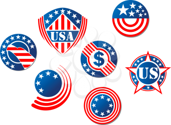 American national symbols and signs for heraldry or banner design. USA colors