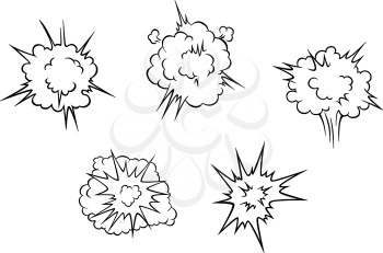 Set of cartoon clouds of explosion for comics or another design