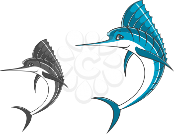 Big blue marlin in cartoon style for mascot ot fishing sport design