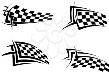 Tribal signs with checkered flags for sports or tattoo design