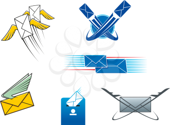 Post mail and letters symbols for postal service concept design