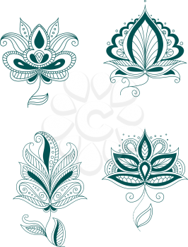 Set of abstract persian or indian flowers