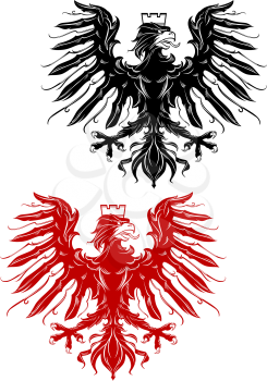Royal red and black eagle for heraldry design