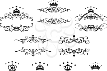 Retro frames set with royal crowns for heraldry design