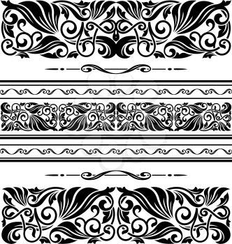 Decorative ornaments and patterns with floral embellishments for design