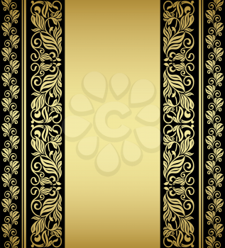 Gilded floral elements and patterns in retro style
