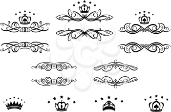 Decorative frames with royal crowns for heraldry design