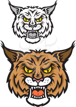 Head of lynx or bobcat for sport team mascot design with angry emotions