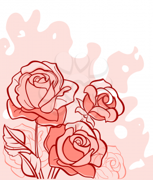 Bouquet of red roses on pink background for design