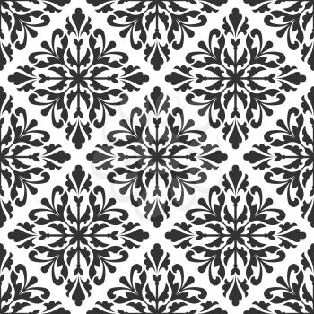 Floral pattern. Stylized damask ornate decoration seamless tile. Vector geometric flourish ornament patchwork